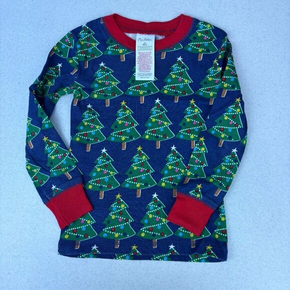 Mini Boden Glow in the Dark Christmas Tree Long John Pajamas 3 - Picture 3 of 9